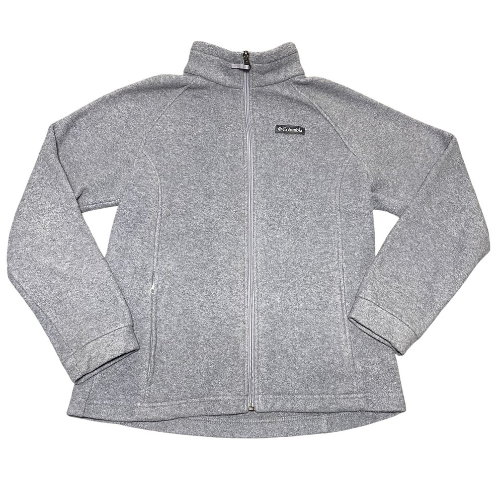 Columbia Youth/Kids Size XL Gray Fleece Full Zip Jacket Pockets XG6176